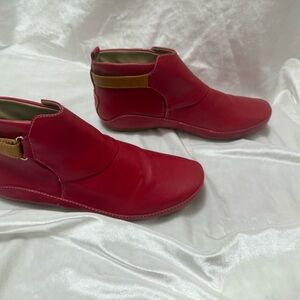 Red Leather Ankle Boots
